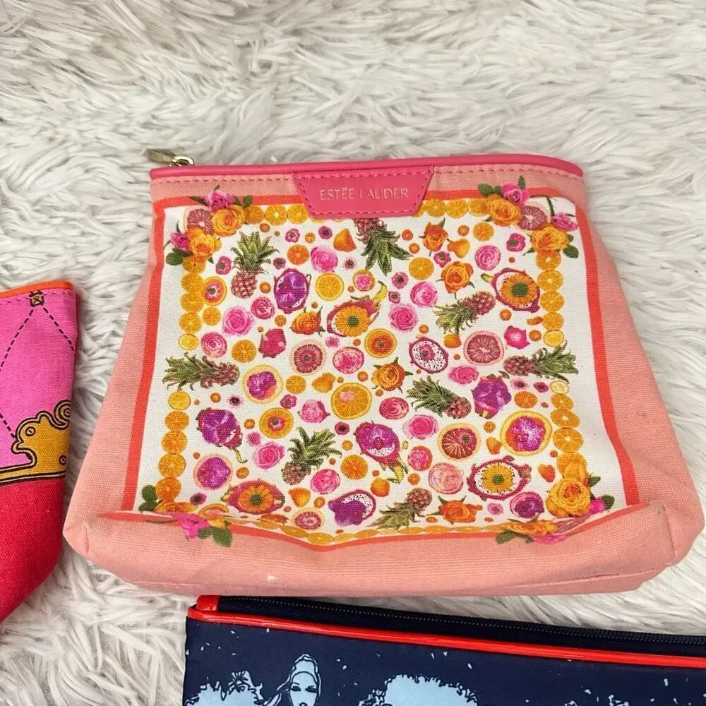 Estee Lauder‎ Lot of 4 Makeup Cosmetic Cases Organizers Pouch Zip Closure